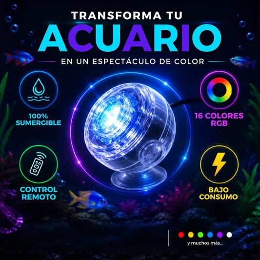 🐠AquaGlow Pro™ Foco LED RGB Sumergible para Acuarios🌈✨