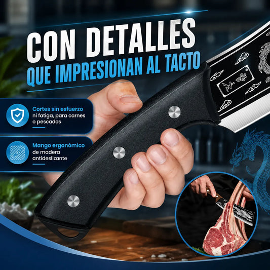 DragonSharp™ Cuchillo Samurai con Funda de Cuero🔪🐉