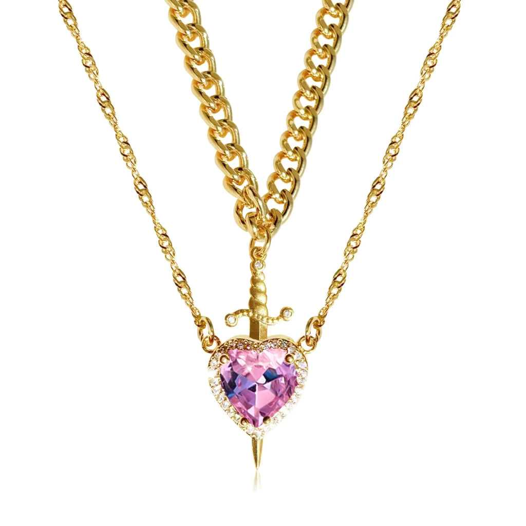 Collar Espada Corazón Pareja+ Caja de Regalo 💖🗡️