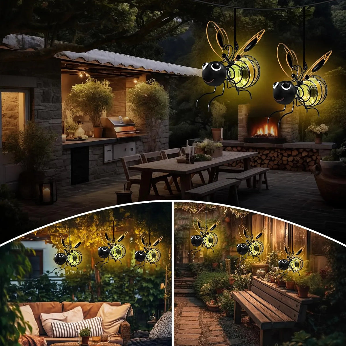 GlowBee™ Lámpara solar colgante de abeja (2 unidades)
