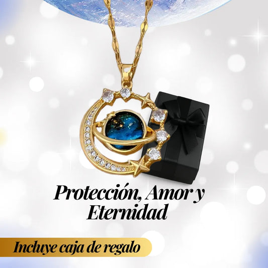 Collar Planeta - Saturno Luna + CAJA DE REGALO
