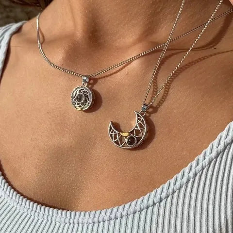 Collar Sol y Luna Plateado