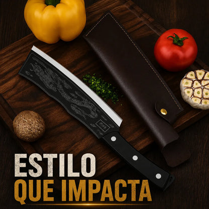SamuraiSharp™ Cuchillo con Grabado de Dragón Imperial🐉🔪