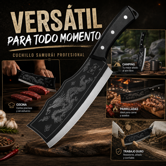 SamuraiSharp™ Cuchillo con Grabado de Dragón Imperial🐉🔪
