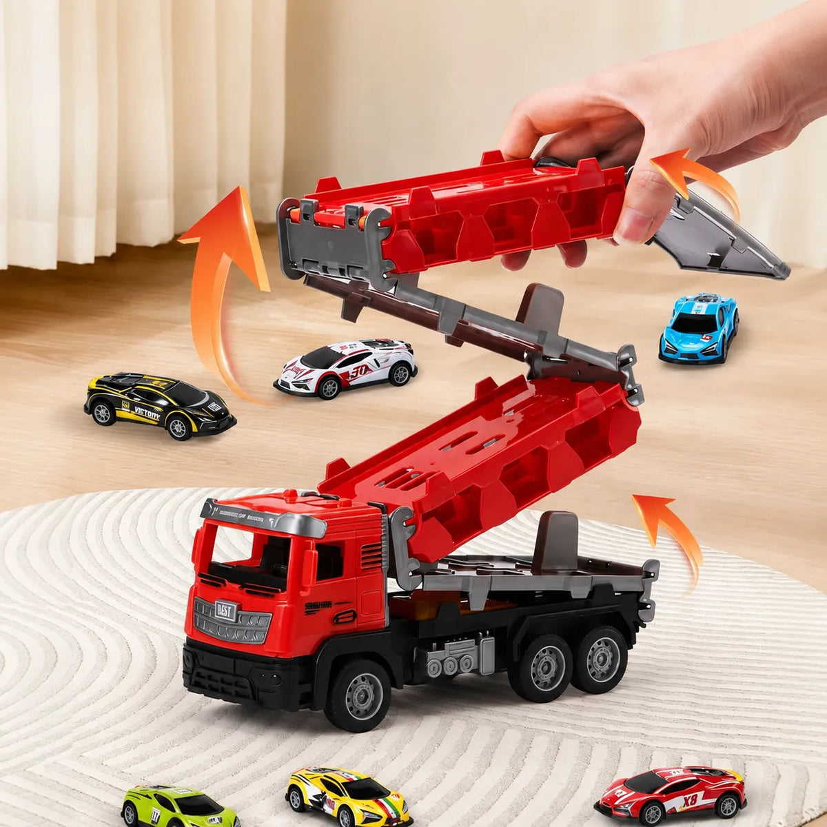 RaceTruck™ Camion de Carreras con Pista (incluye mini autos)🚒🏎️