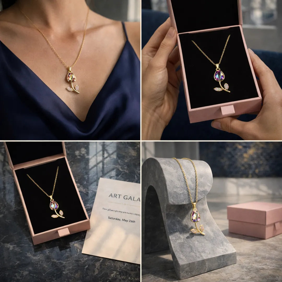 Collar Flor Tulipan + CAJA DE REGALO