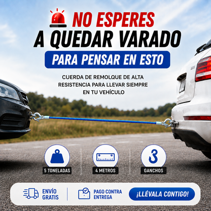 RoadHook Pro™ Cable de Remolque en Acero (5T - 4M) 🚨🚙