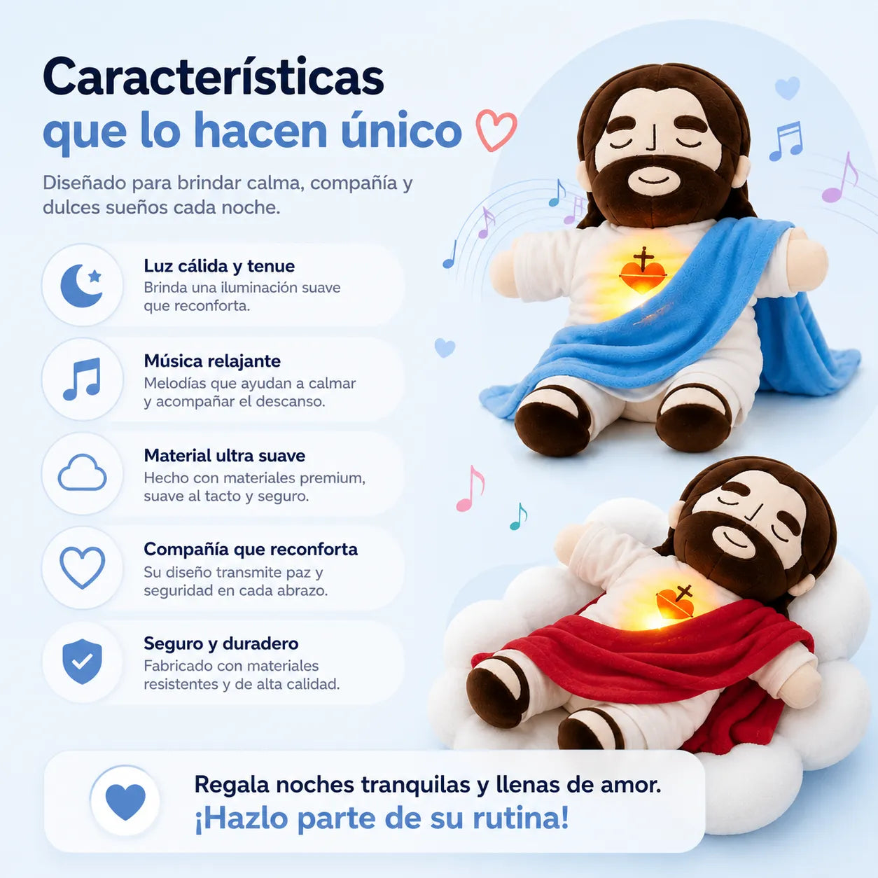 JesusCalm Pro™ Jesús con Respiración Rítmica, Luz y Música ❤️✨