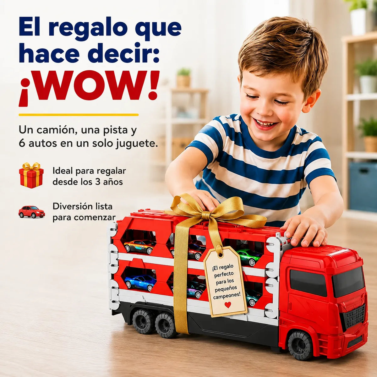 RaceTruck™ Camion de Carreras con Pista (incluye mini autos)🚒🏎️