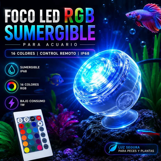 🐠AquaGlow Pro™ Foco LED RGB Sumergible para Acuarios🌈✨