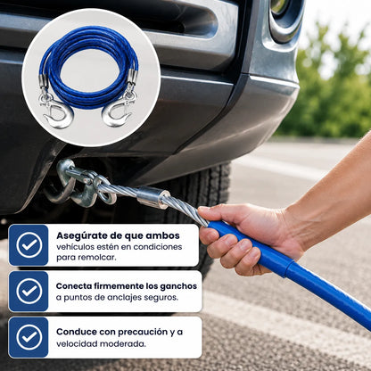 RoadHook Pro™ Cable de Remolque en Acero (5T - 4M) 🚨🚙