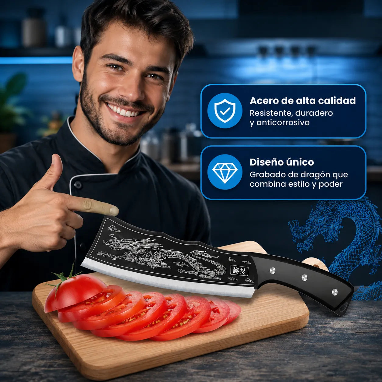 DragonSharp™ Cuchillo Samurai con Funda de Cuero🔪🐉