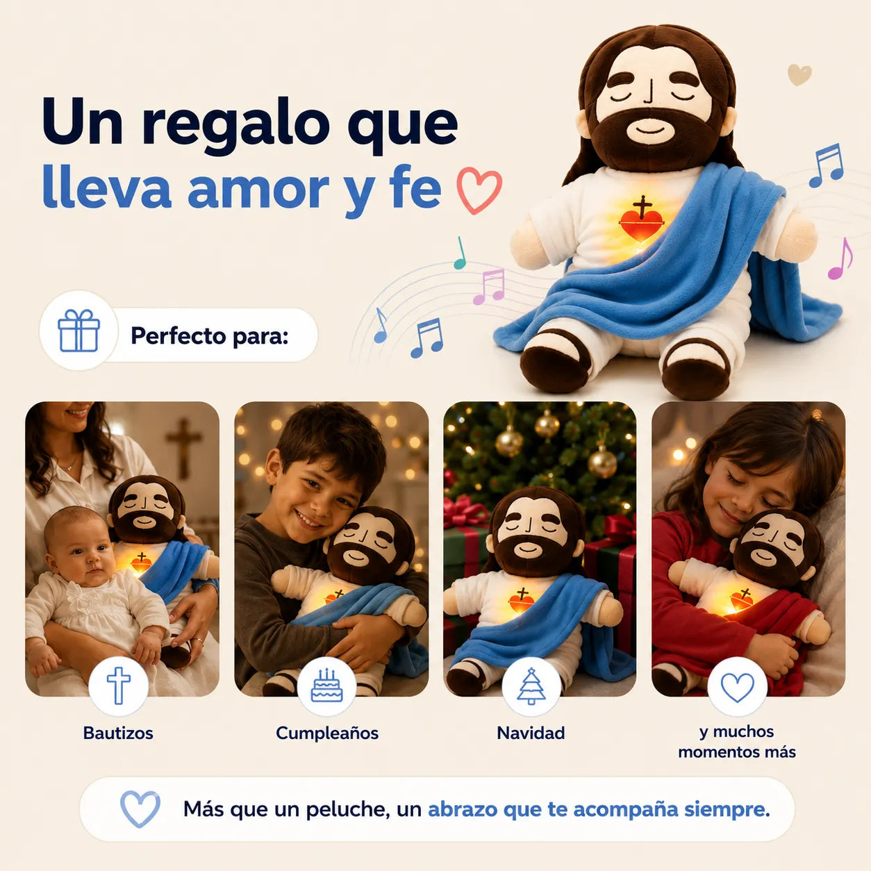 JesusCalm Pro™ Jesús con Respiración Rítmica, Luz y Música ❤️✨