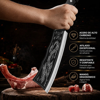SamuraiSharp™ Cuchillo con Grabado de Dragón Imperial🐉🔪