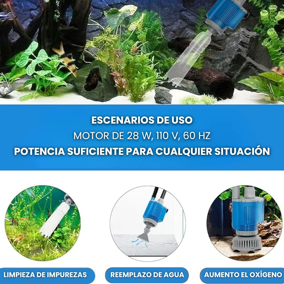 AquaClean™ Limpiador eléctrico de grava para acuario con filtro