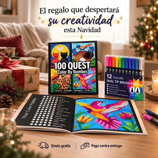 ColorQuest™ Set Creativo para Colorear + 12 Lápices 🖍️🎅
