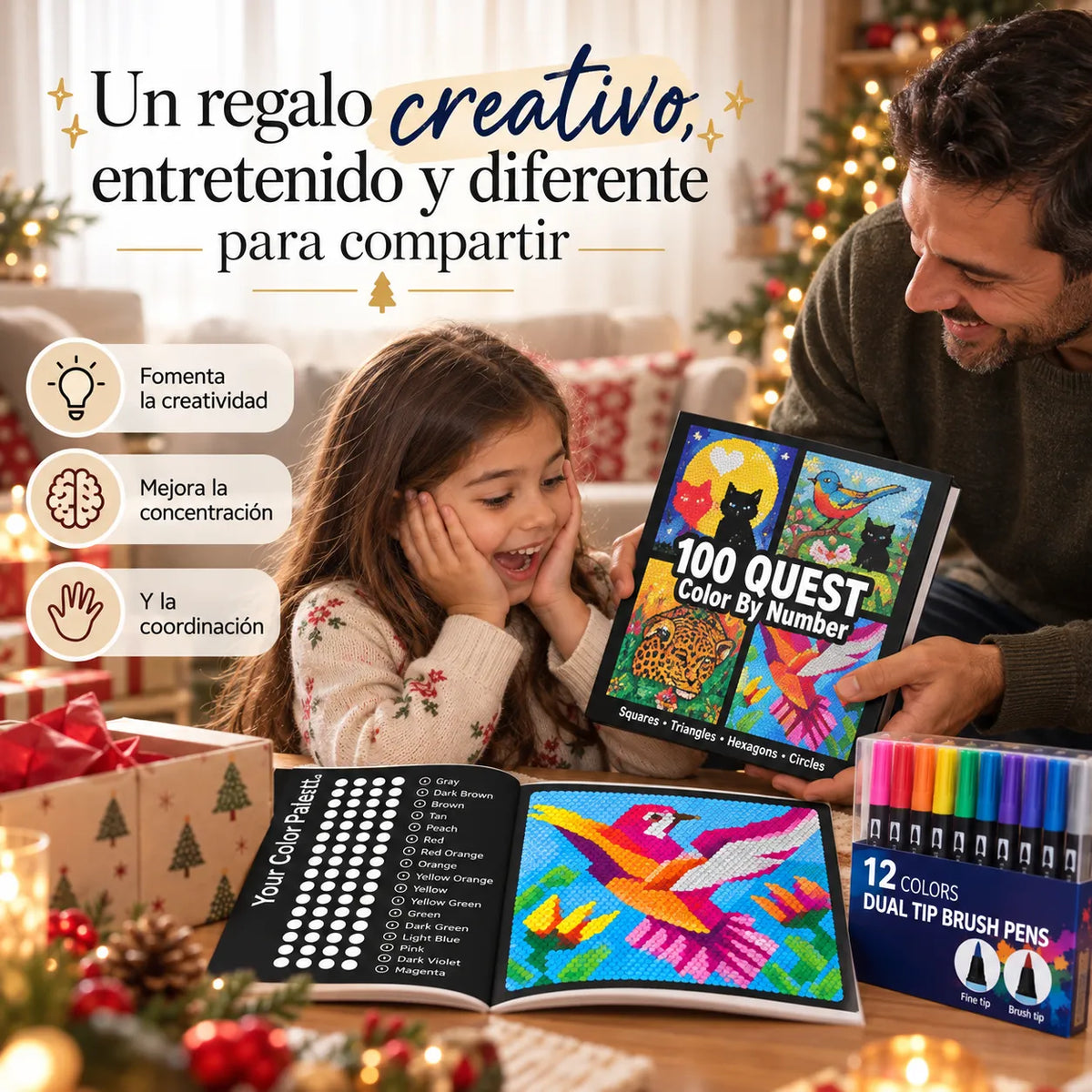ColorQuest™ Set Creativo para Colorear + 12 Lápices 🖍️🎅