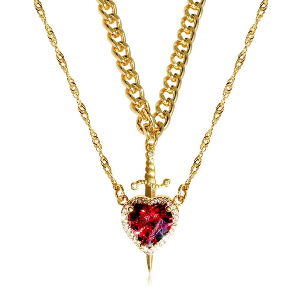 Collar Espada Corazón Pareja+  Caja de Regalo 💖🗡️