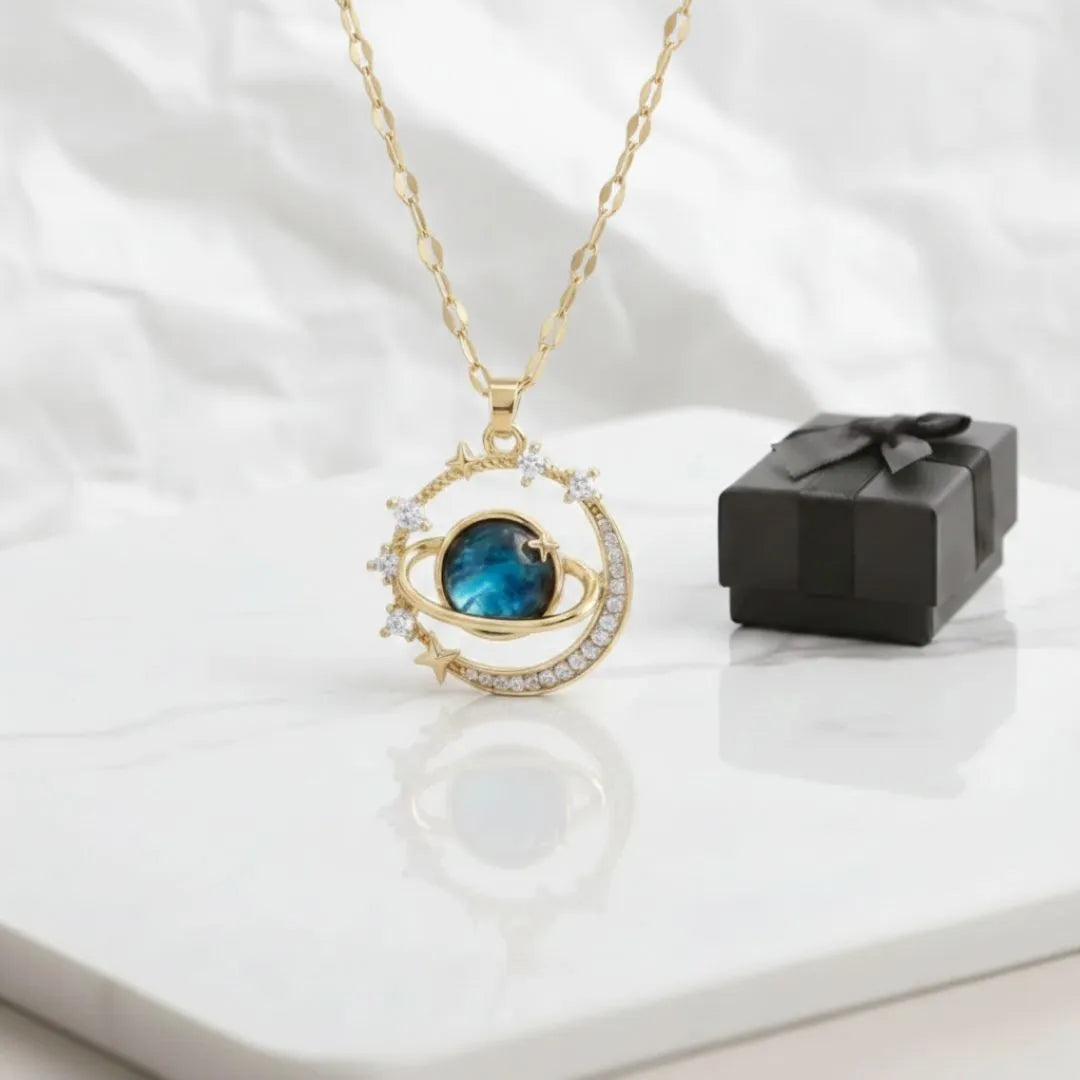 Collar Planeta Saturno Luna + CAJA DE REGALO UPSELL