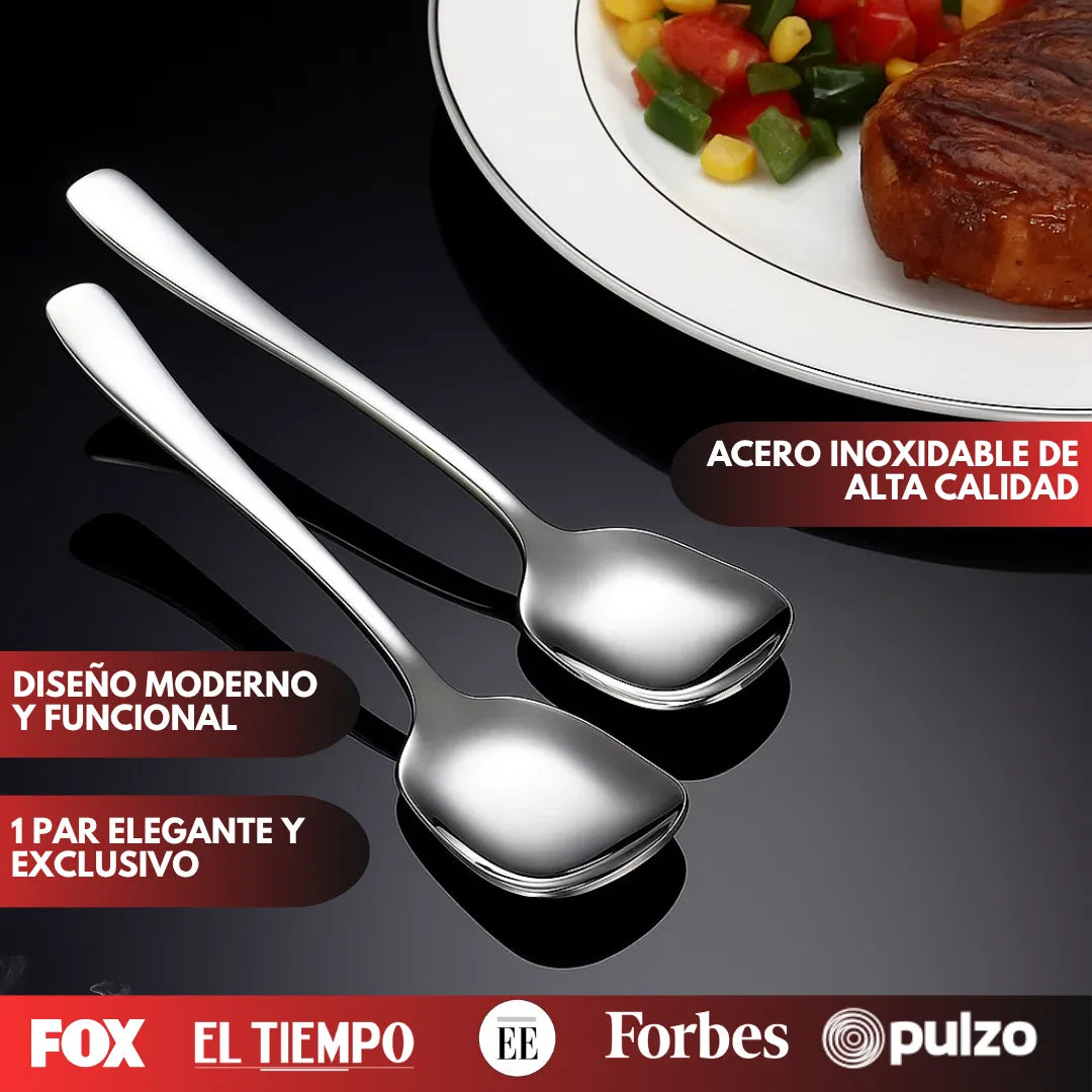LuxeSpoon™ Cucharas Cuadradas de Acero Inoxidable (2 Unidades) -