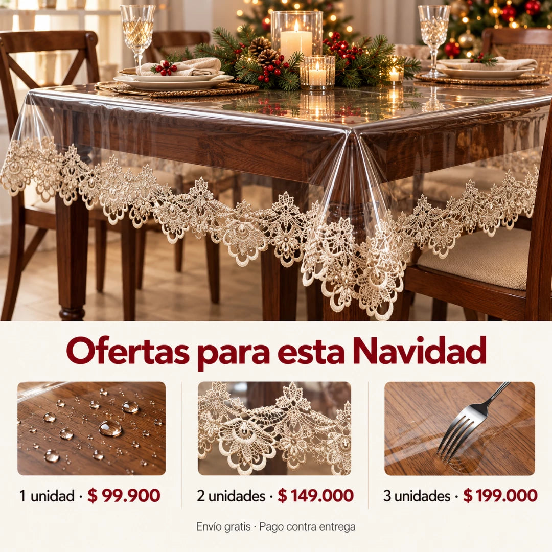LuxeCover™ Mantel Transparente Lavable 🎄