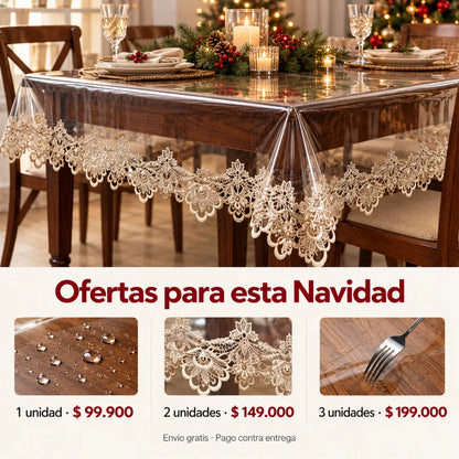 LuxeCover™ Mantel Transparente Lavable 🎄