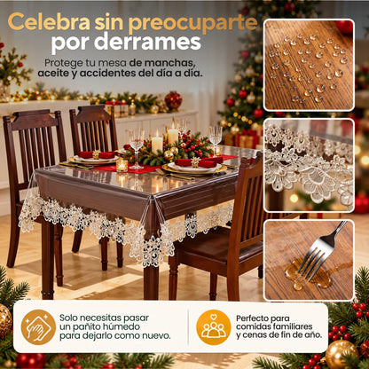 LuxeCover™ Mantel Transparente Lavable 🎄