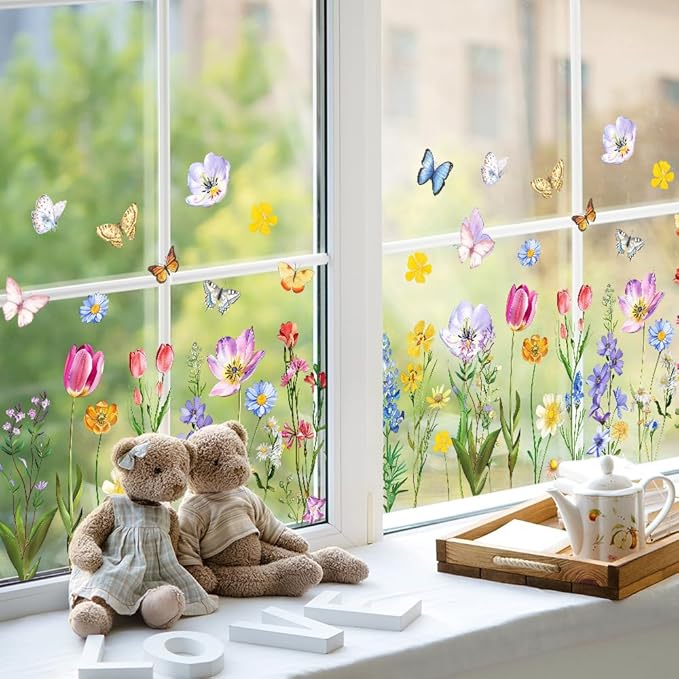 FloralView™ Pegatina Floral para Ventanas