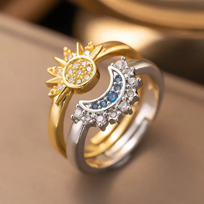 Anillo Duo Sol Y Luna  + CAJA DE REGALO