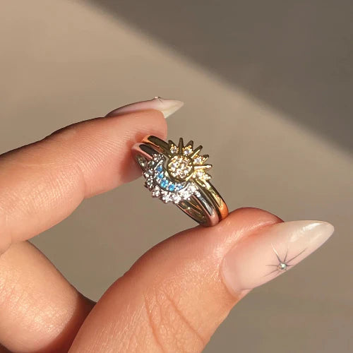 Anillo Duo Sol Y Luna  + CAJA DE REGALO