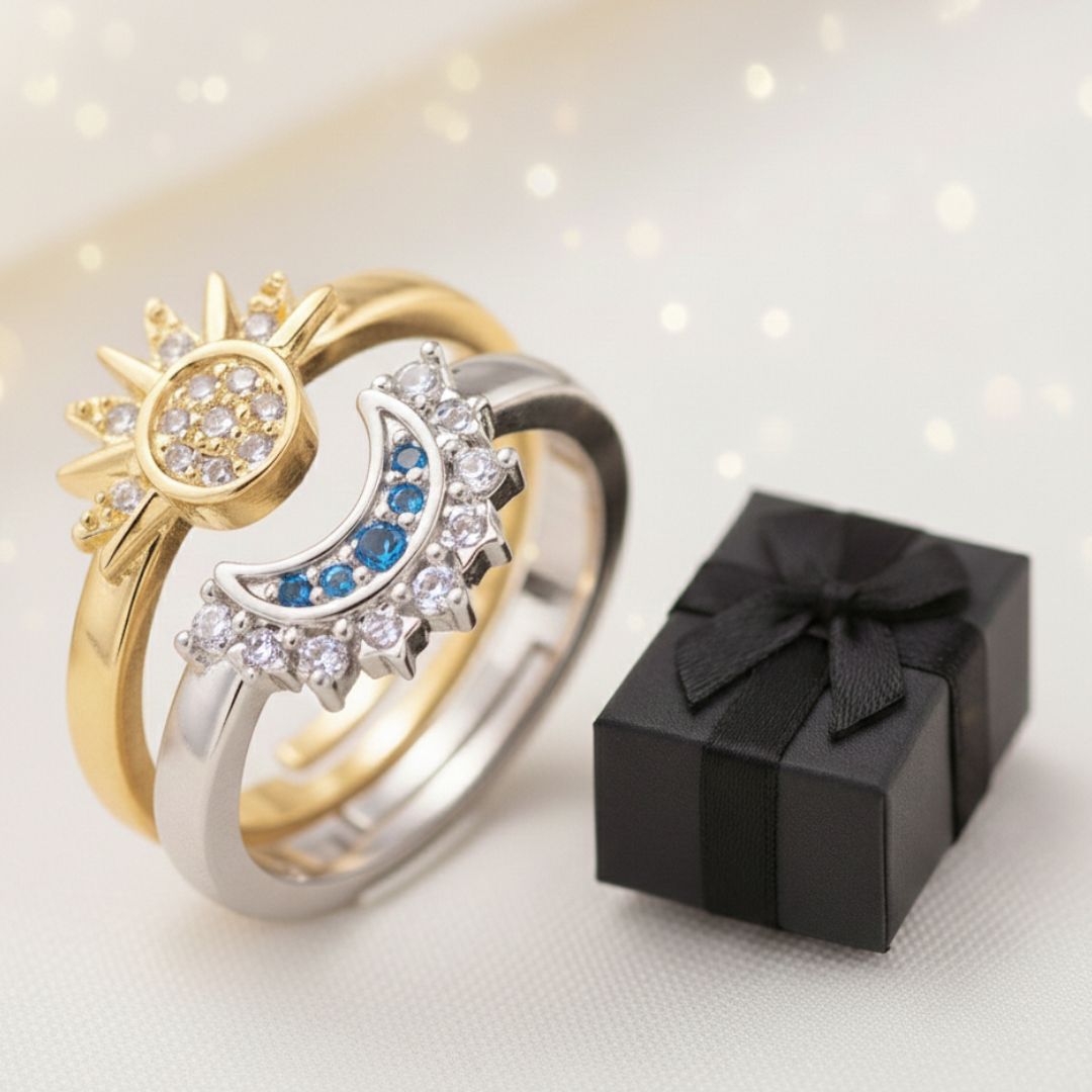 Anillo Duo Sol Y Luna  + CAJA DE REGALO