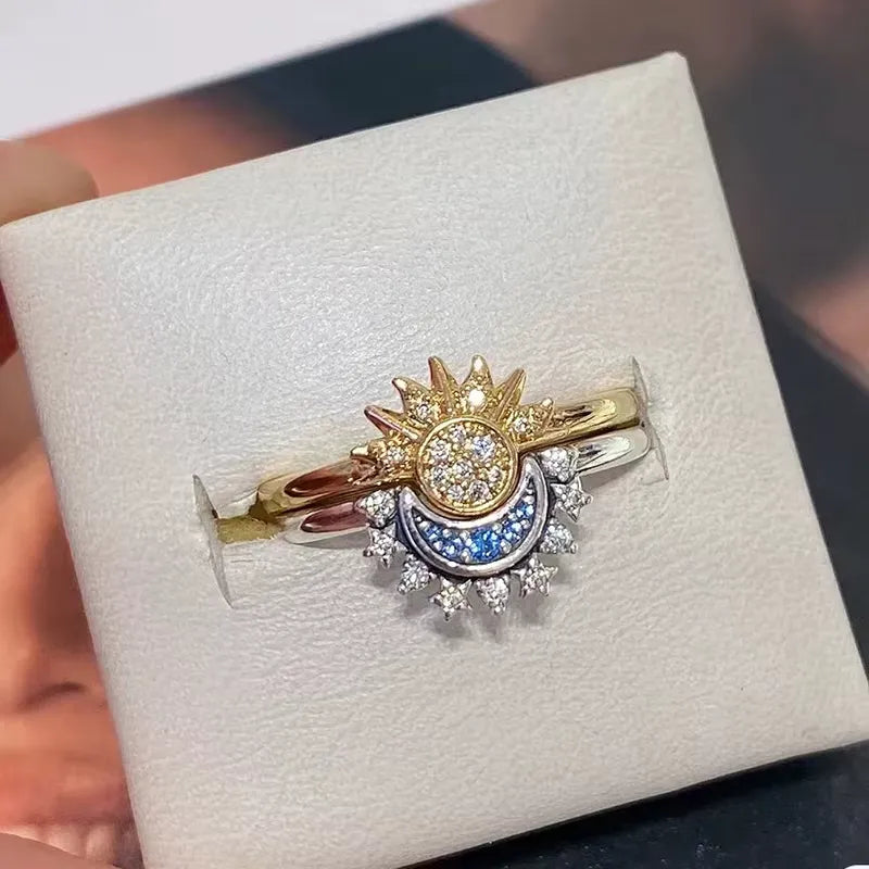 Anillo Duo Sol Y Luna  + CAJA DE REGALO